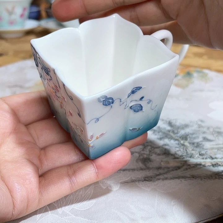 【闪购商品】瓷片幽蓝藤雾四方杯