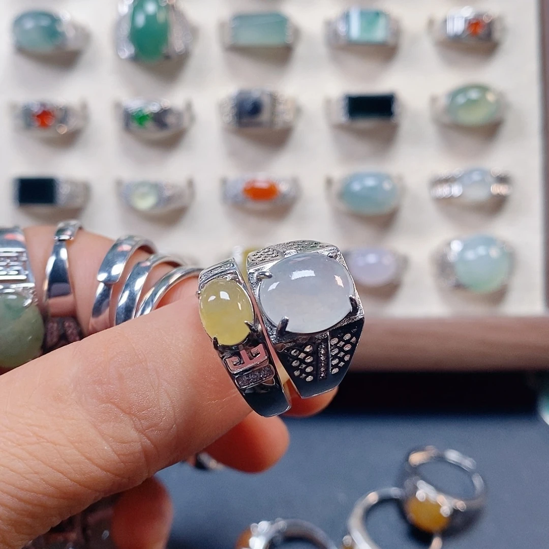 雨***亭翡翠银S925镶嵌戒指