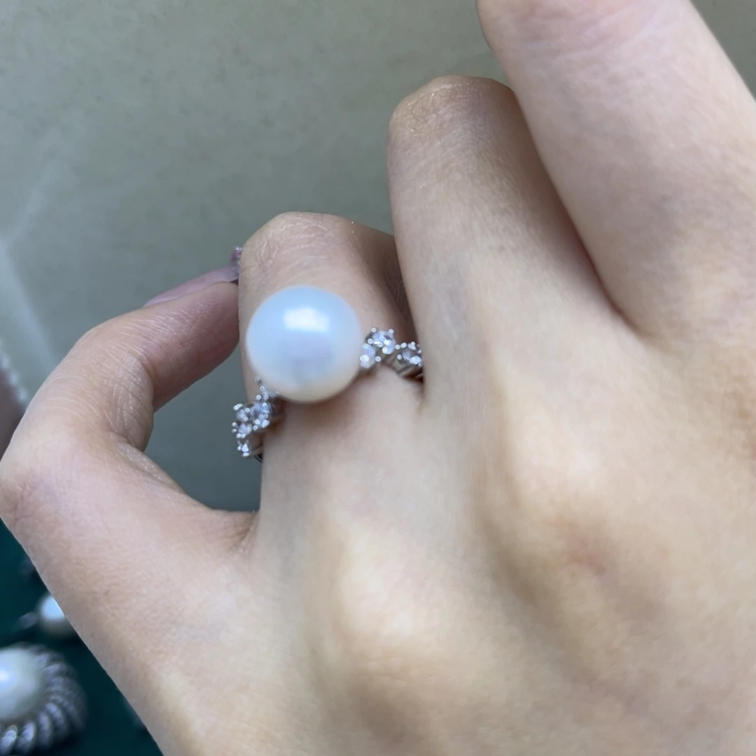 戒指银S925镶嵌淡水珍珠