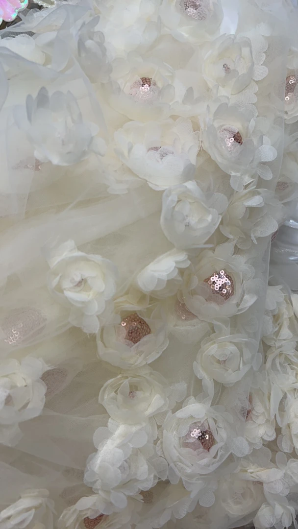 夏季新款白玫瑰公主重工玫瑰刺绣公主裙