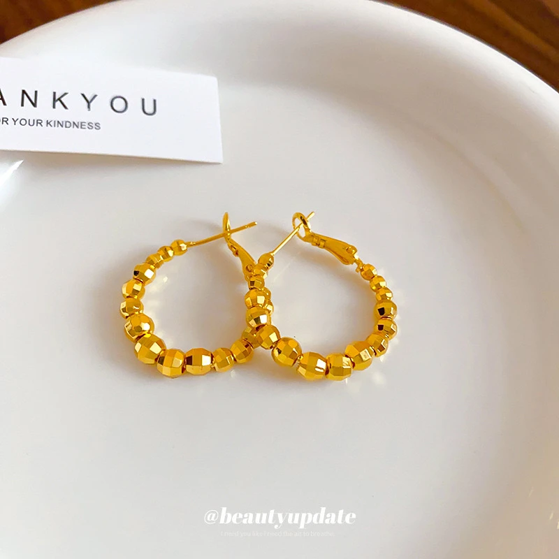 铜合金耳饰 M802-金色方块不规则圆形金属耳圈小众耳环时尚