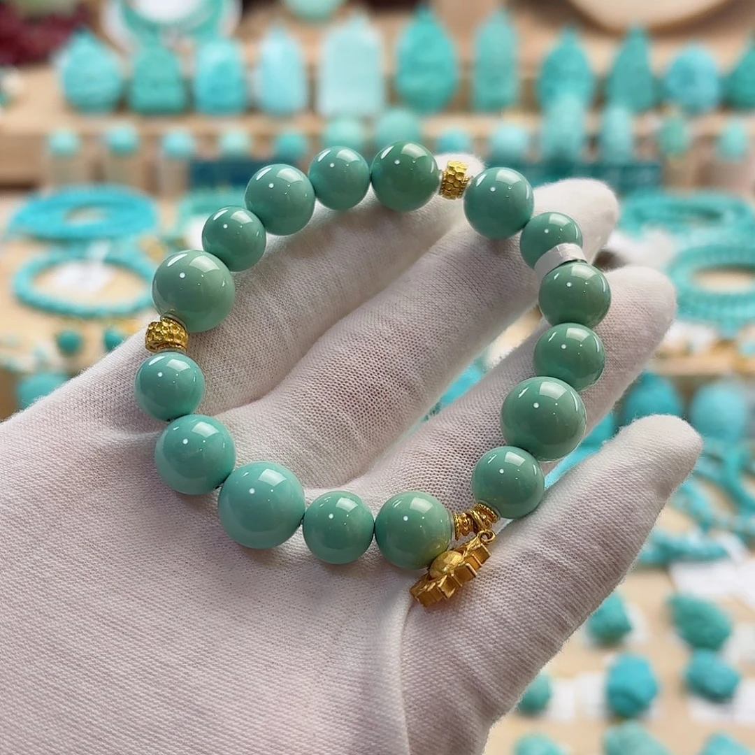 绿松石18K金镶嵌珠宝奇石