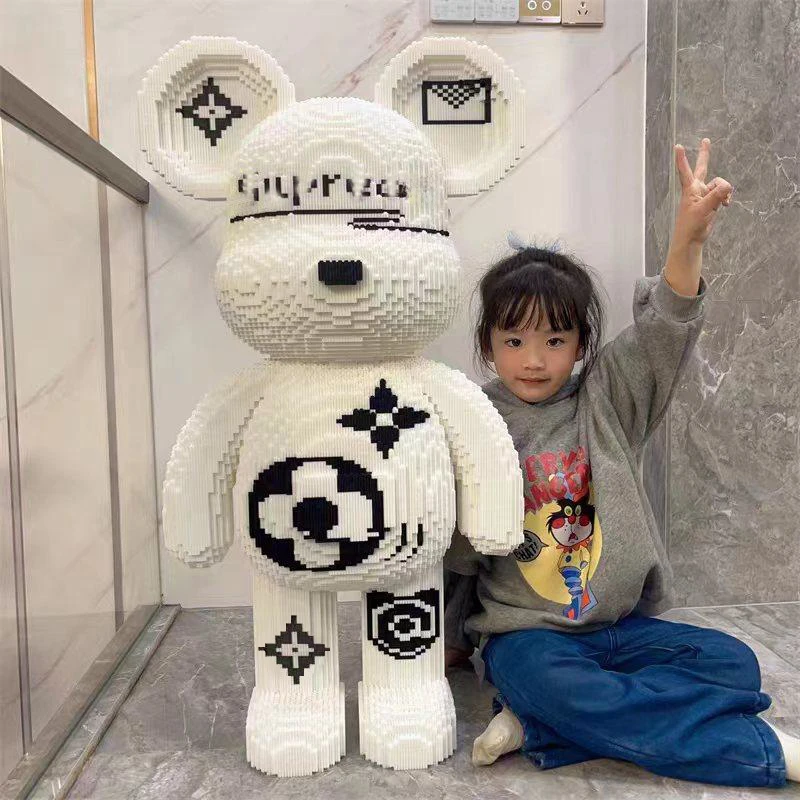 【70CM】巨型大白熊拼装积木潮玩高难度锻炼动手动脑立体时尚摆件思