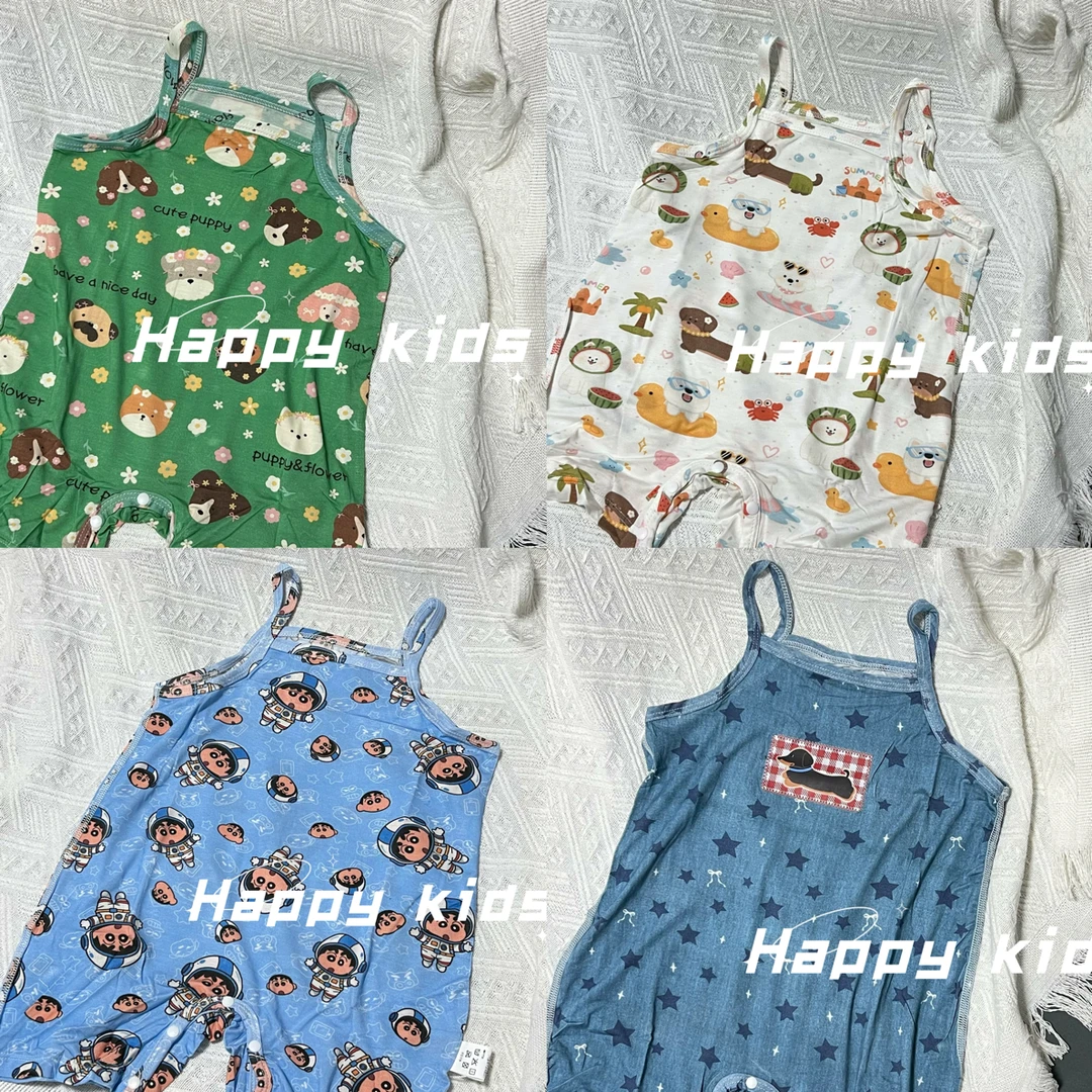 【Happy kids】优可丝吊带爬服卡通夏季短袖A类通用单排扣夏季爬服