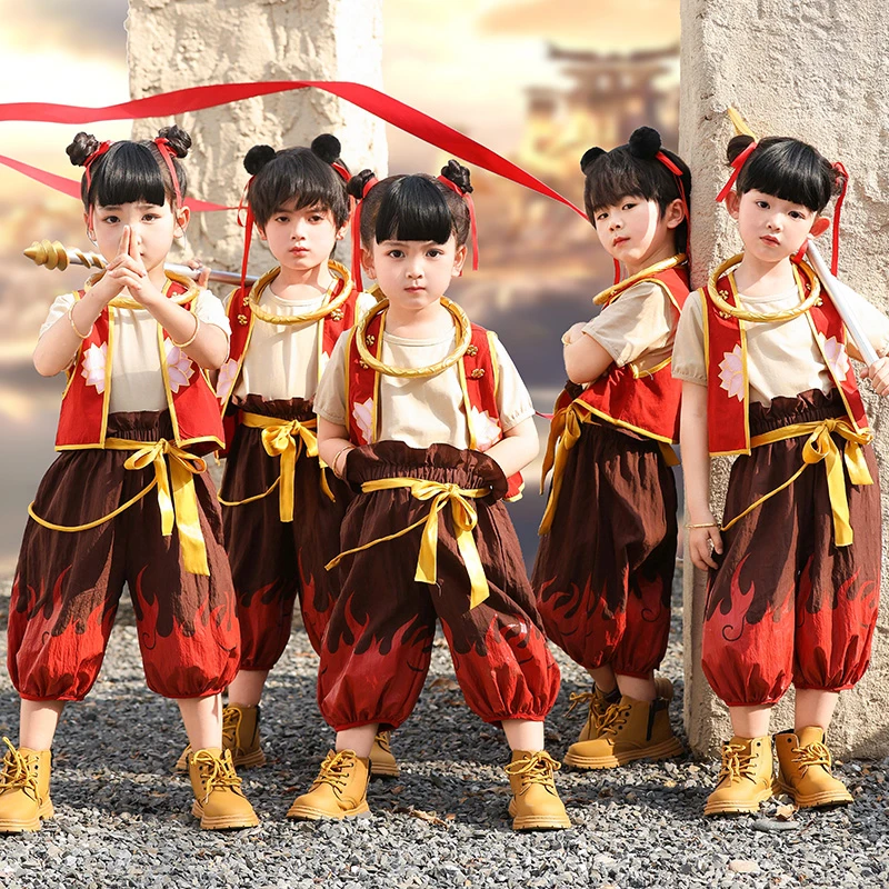 哪吒儿童服装女童哪吒衣服同款cos套装男童小女孩正版全套演出服