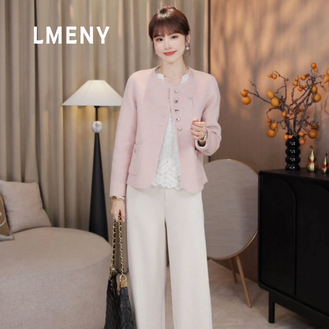 LMENY“赫本大衣”质感取胜！羊驼毛+绵羊毛高支银扣双面呢25CW032