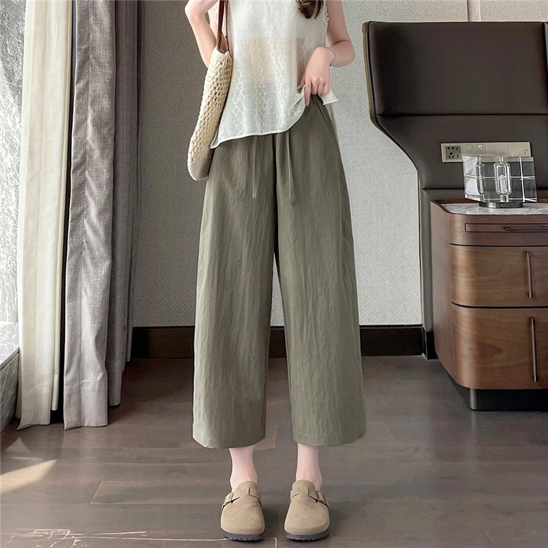 九分直筒裤女小个子夏季薄款2025新款高腰八分裤宽松休闲阔腿裤子