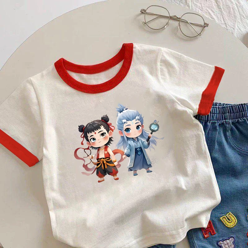 童装哪吒T恤2025新款纯棉t恤儿童潮酷休闲短袖夏装帅气男童半袖