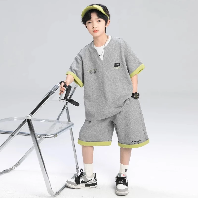 男童夏季套装2025新款夏装短袖中大儿童男孩夏款痞帅炸街运动潮酷