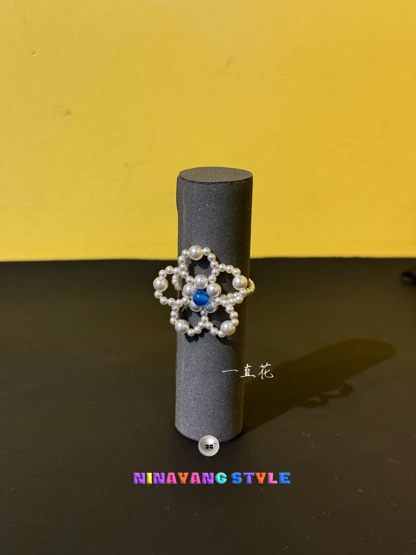 雲涌之丽 非金属仿珍珠戒指 【一直花】ZLR0108旋转指环蓝色饰品