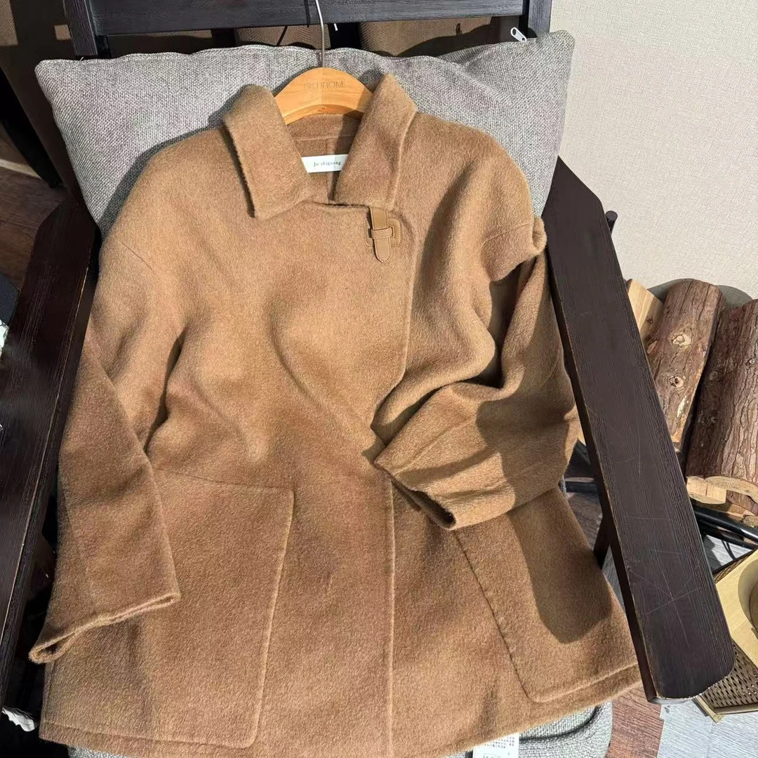 【专场PO价】西町村屋秋冬简约百搭骆驼绒大衣(含腰带)HD7209782