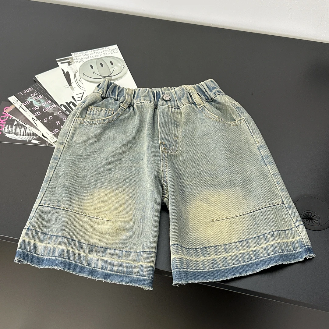 尚恩家【潮酷毛边牛仔裤】男童夏装短裤帅气百搭牛仔裤儿童韩版中裤