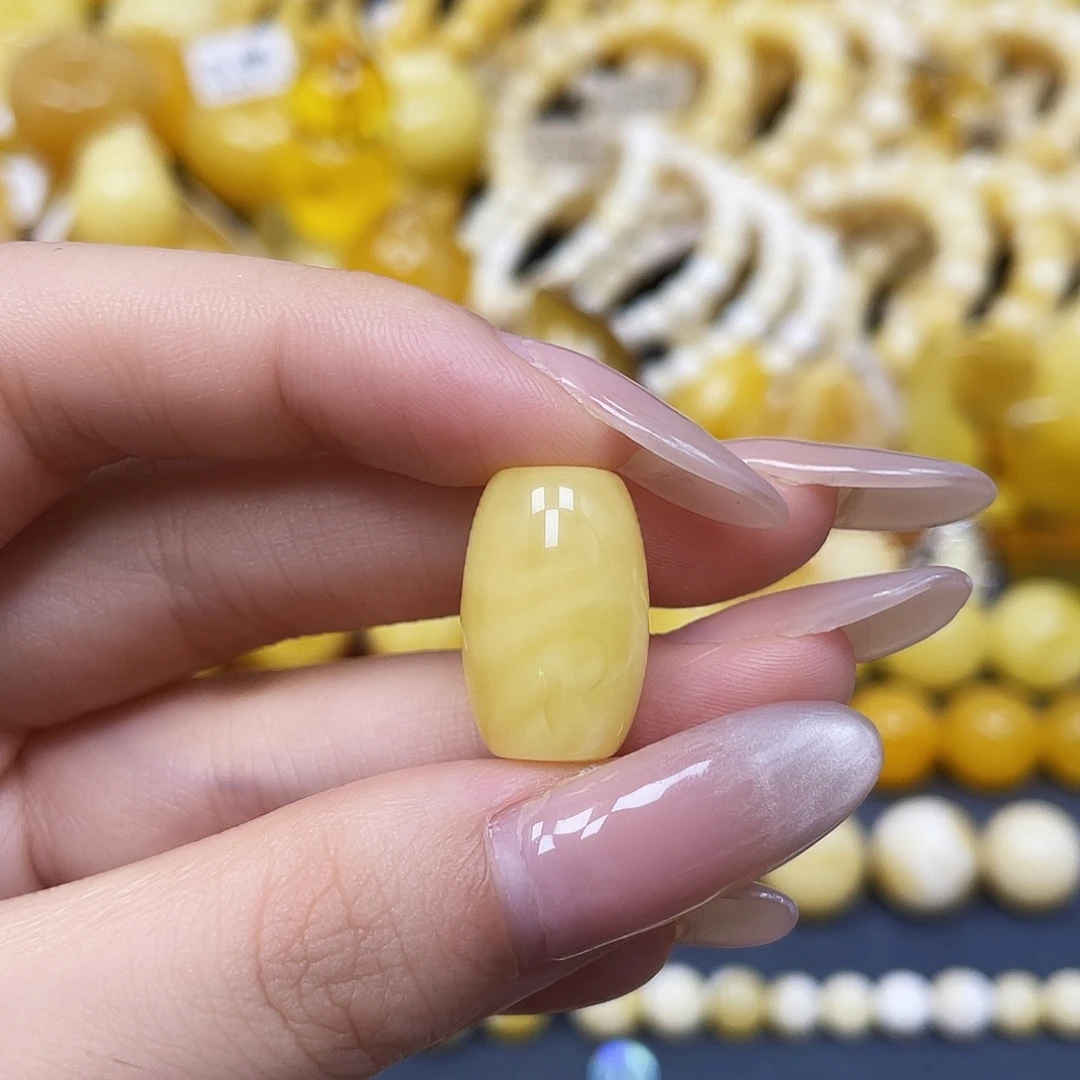 蜜蜡未镶嵌裸石桶珠12.3✖️19mm皮线