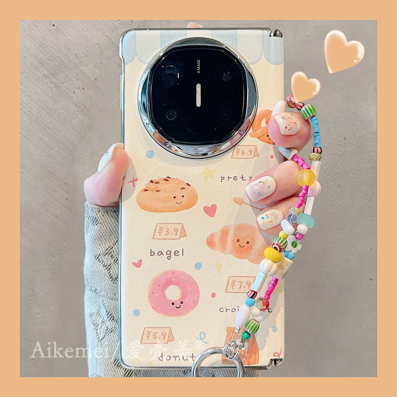 适用华为mateX6折叠屏手机壳MateX5典藏版皮质面包X3甜甜圈牛角包