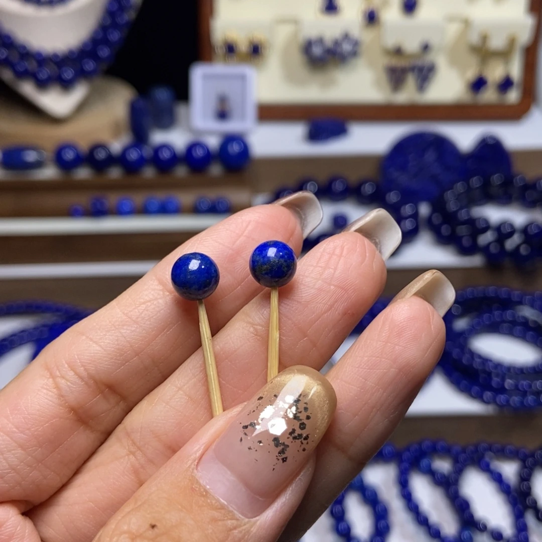 ^***^青金石未镶嵌7mm+对珠