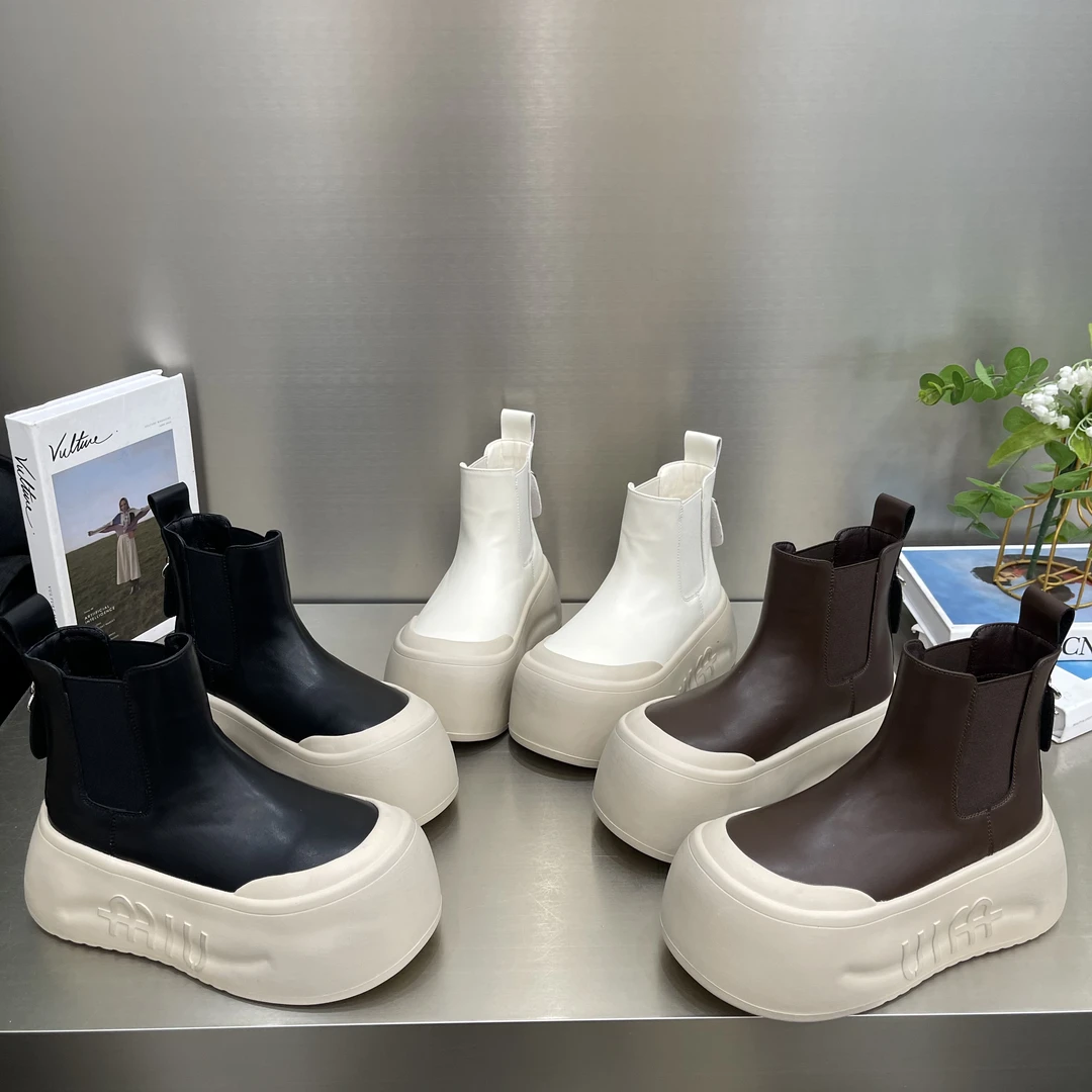 【7厘米】2025新款真皮厚底松糕小个子增高休闲大头面包鞋超高跟鞋