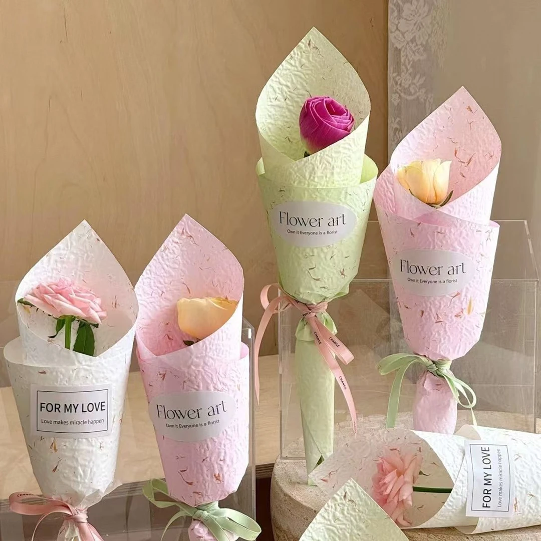 新款手撕花瓣压纹风华纸加厚防水耐撕鲜花包装纸花资材花束