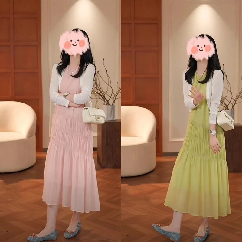 2025夏季新款轻奢风显瘦百搭气质连衣裙时尚开衫两件套洋气休闲装