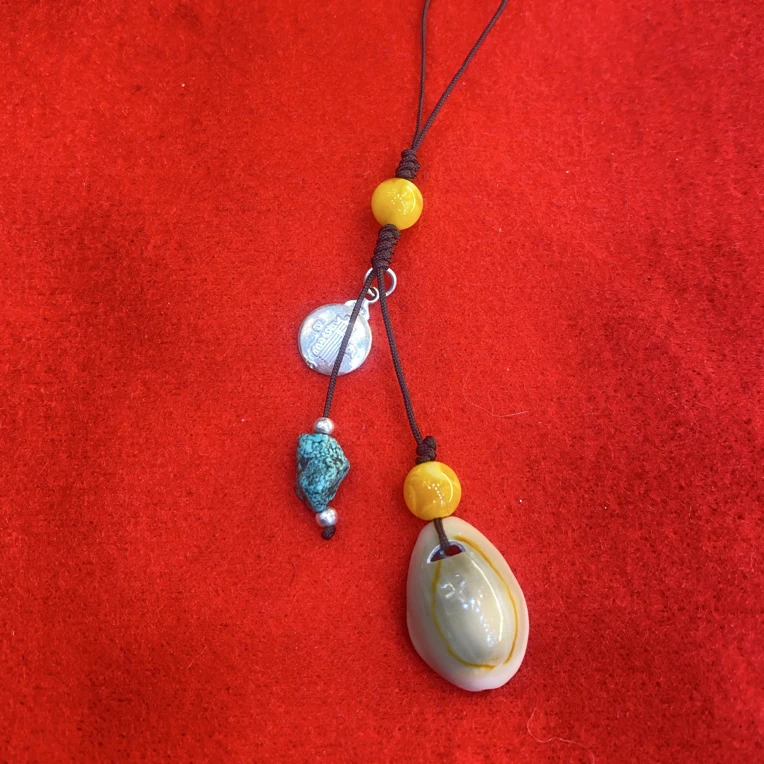 银吊坠挂件手工绿松石银编织绳古风创意钥匙扣手机