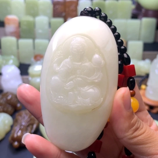 石材方解石手把件