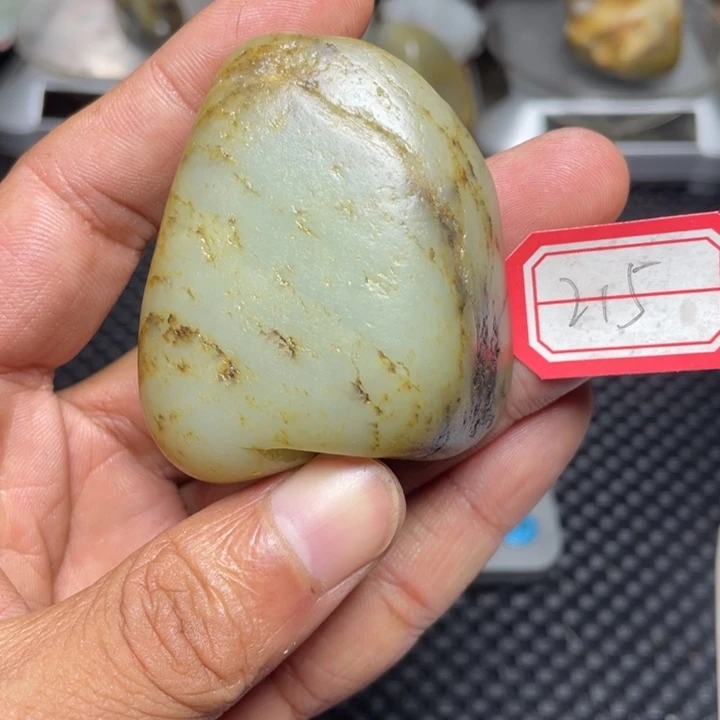 颈饰足铂镶嵌和田玉215