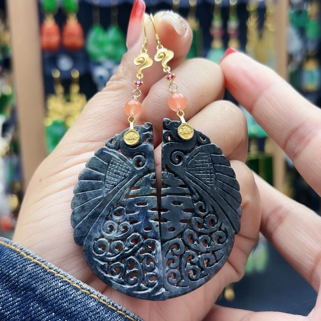 翡翠未镶嵌耳饰耳坠