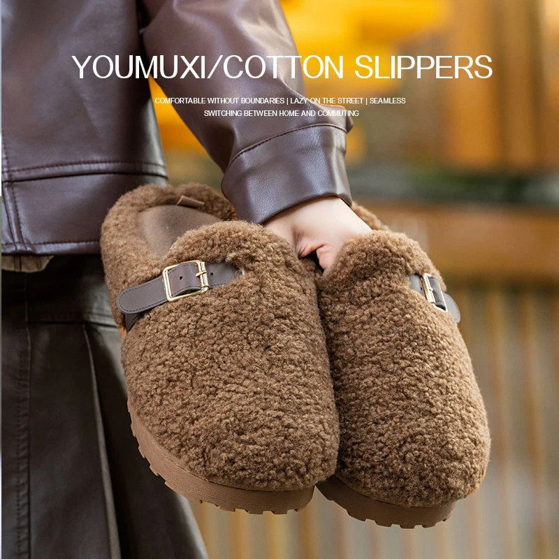 【足弓可拆卸艾草抑菌】2025新款冬情侣厚底室内踩不踏棉拖外穿男