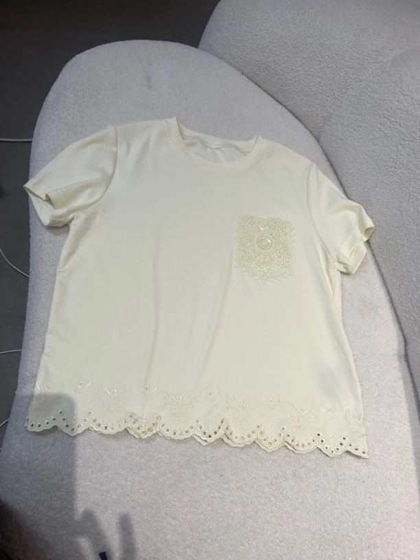 南油朱朱蕾丝黄色短袖1185