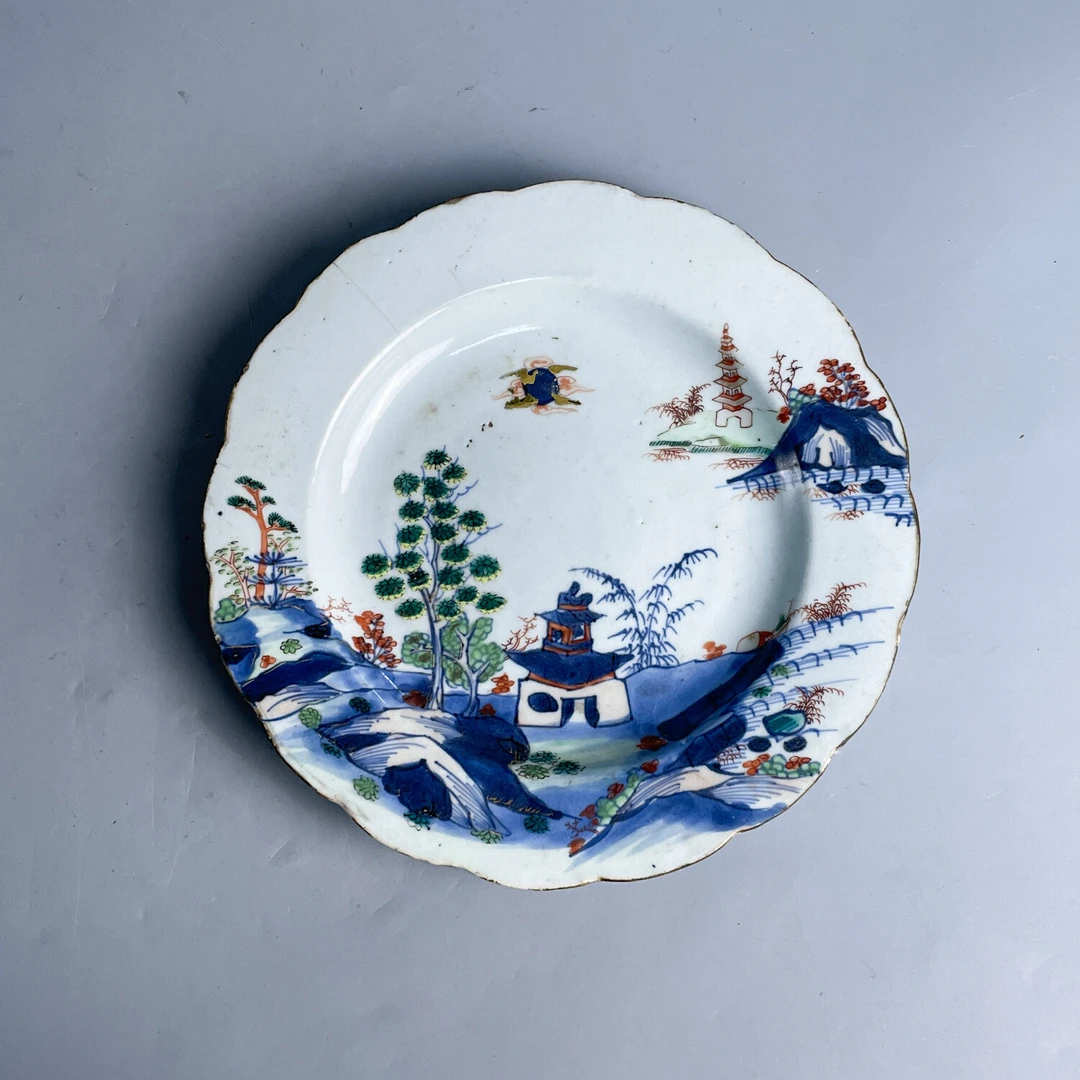 清乾隆粉彩山水纹盘-M25H6002036