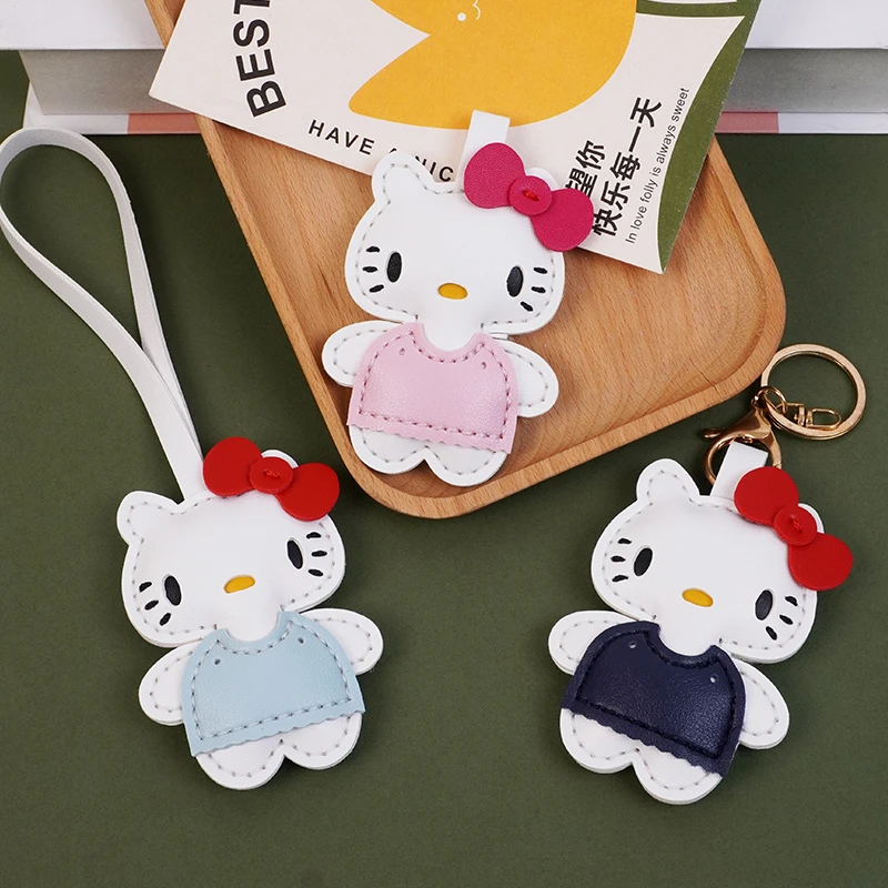 pu手工diy卡通kitty凯蒂猫可爱车钥匙扣皮具材料包挂饰包包挂件