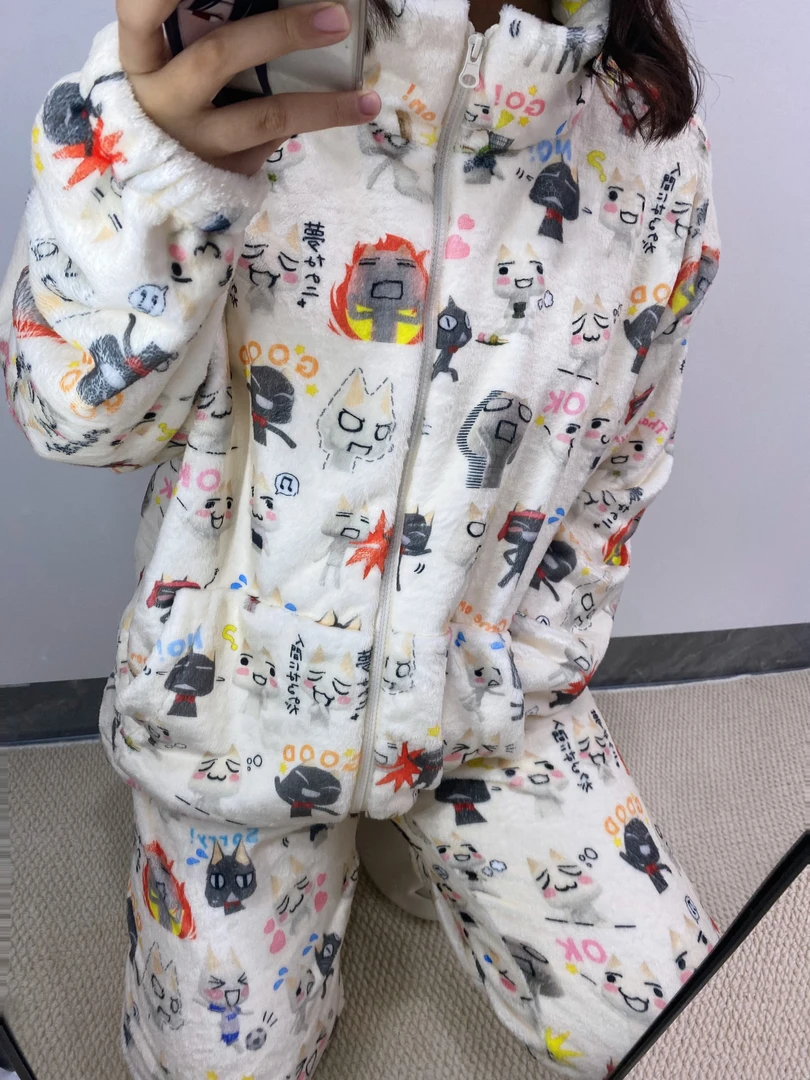 Toro*多罗猫冬季法兰绒拉链立领睡衣可外穿家居服