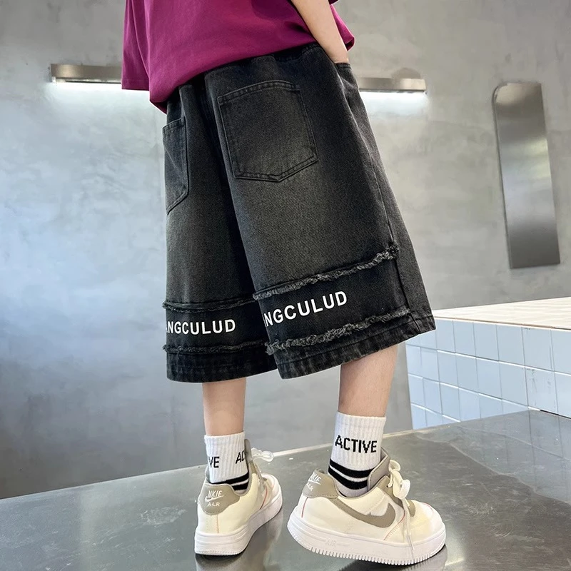 男童夏季牛仔裤短裤外穿2025薄款五分裤宽松韩版中大童新款潮酷帅