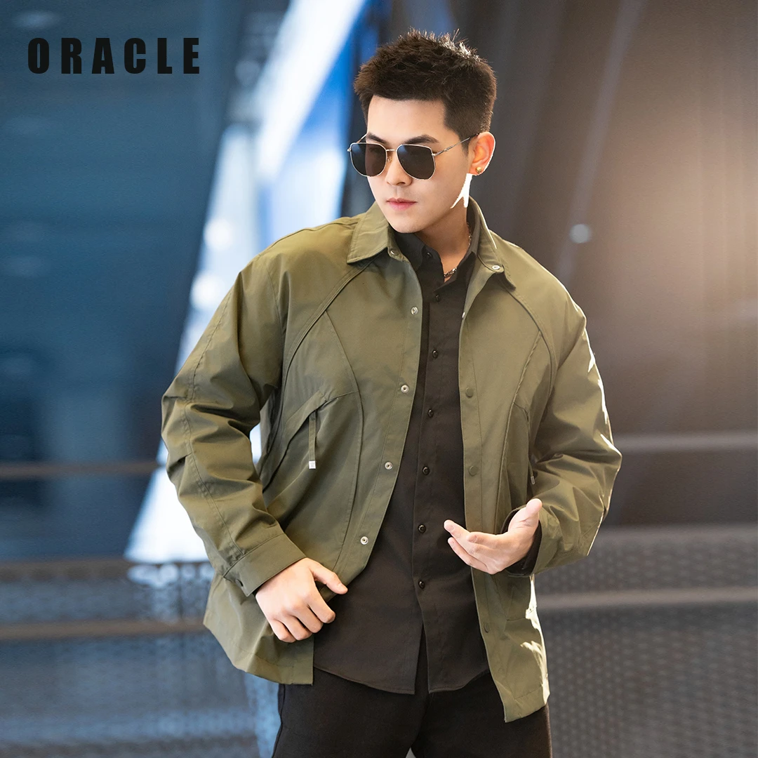 ORACLE-春季新款翻领夹克工装休闲百搭时尚男装简约纯色通勤户外