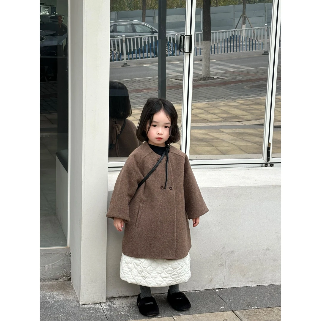 【秘密花园】深秋冬绵羊毛女童三粒扣双面羊毛大衣650115【专享】