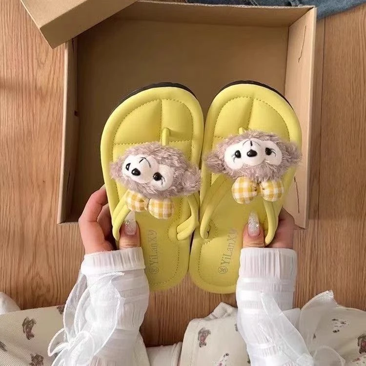 少女心卡通可爱人字拖外穿女2025年夏季新款厚底百搭沙滩平底拖鞋