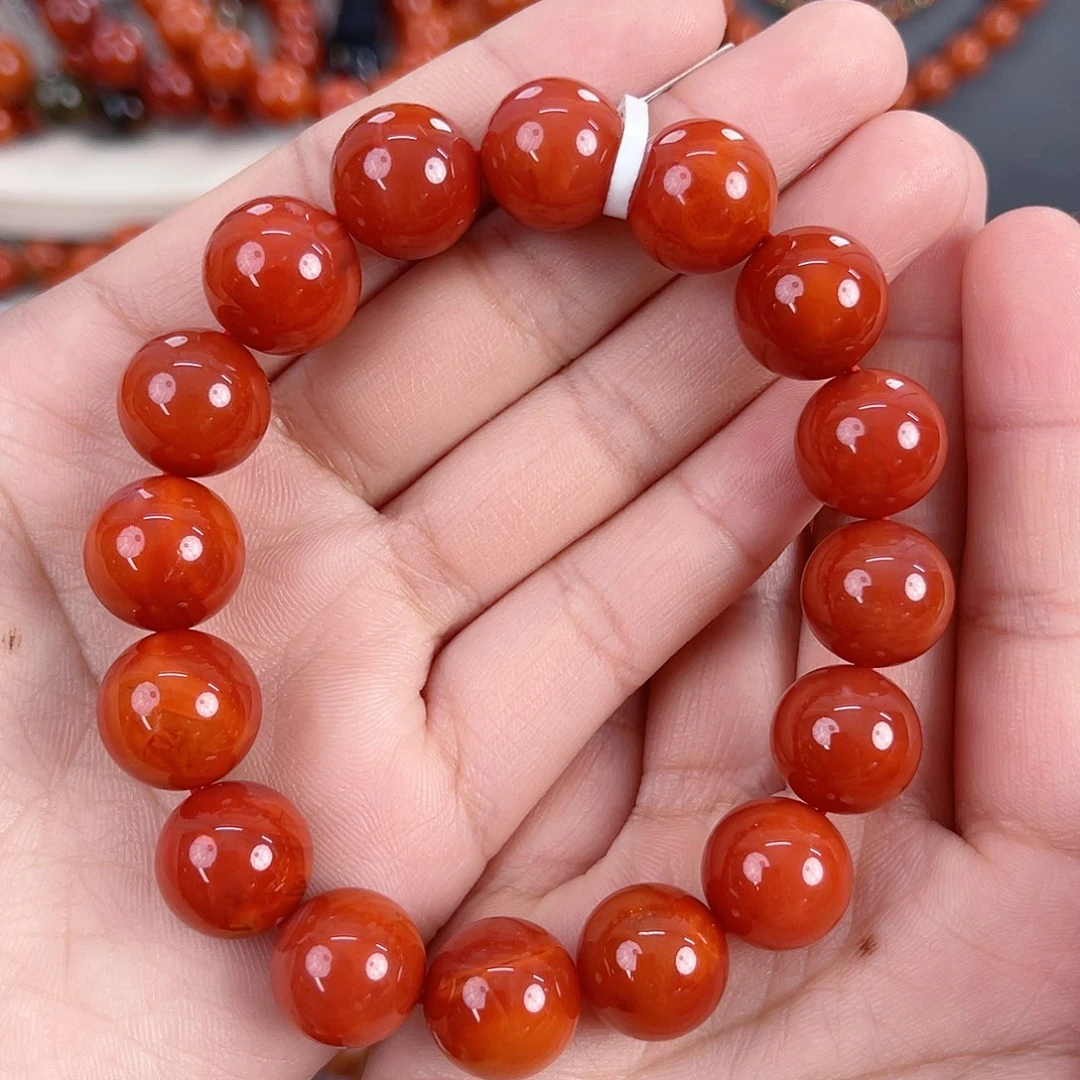 下***吧南红玛瑙未镶嵌瓦西高货锦红单圈13mm