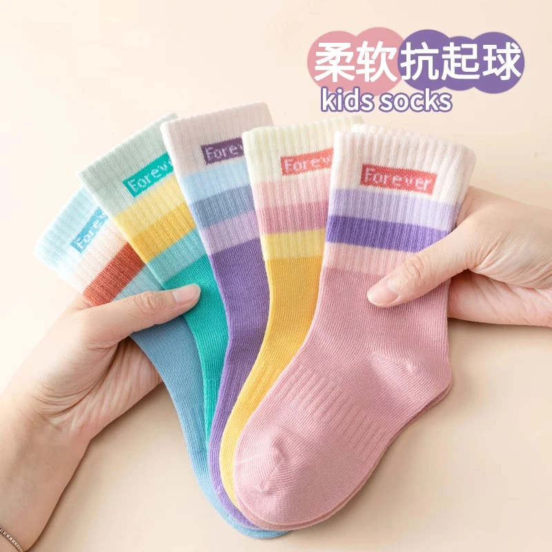 女童袜子秋冬季中筒袜春秋款女孩宝宝中大童透气潮袜儿童棉袜学生