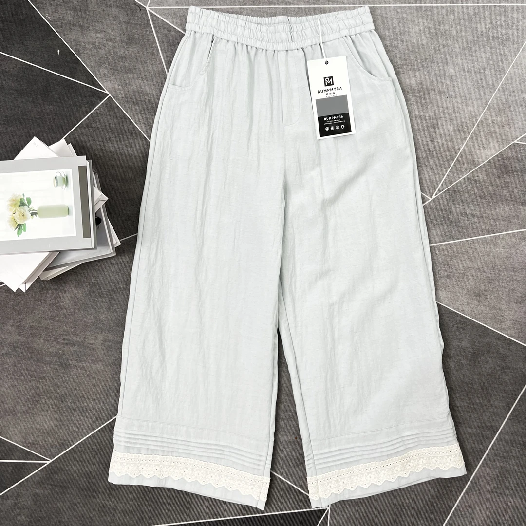 【胖淼淼】百搭时尚松紧腰夏季女士阔腿裤-51336