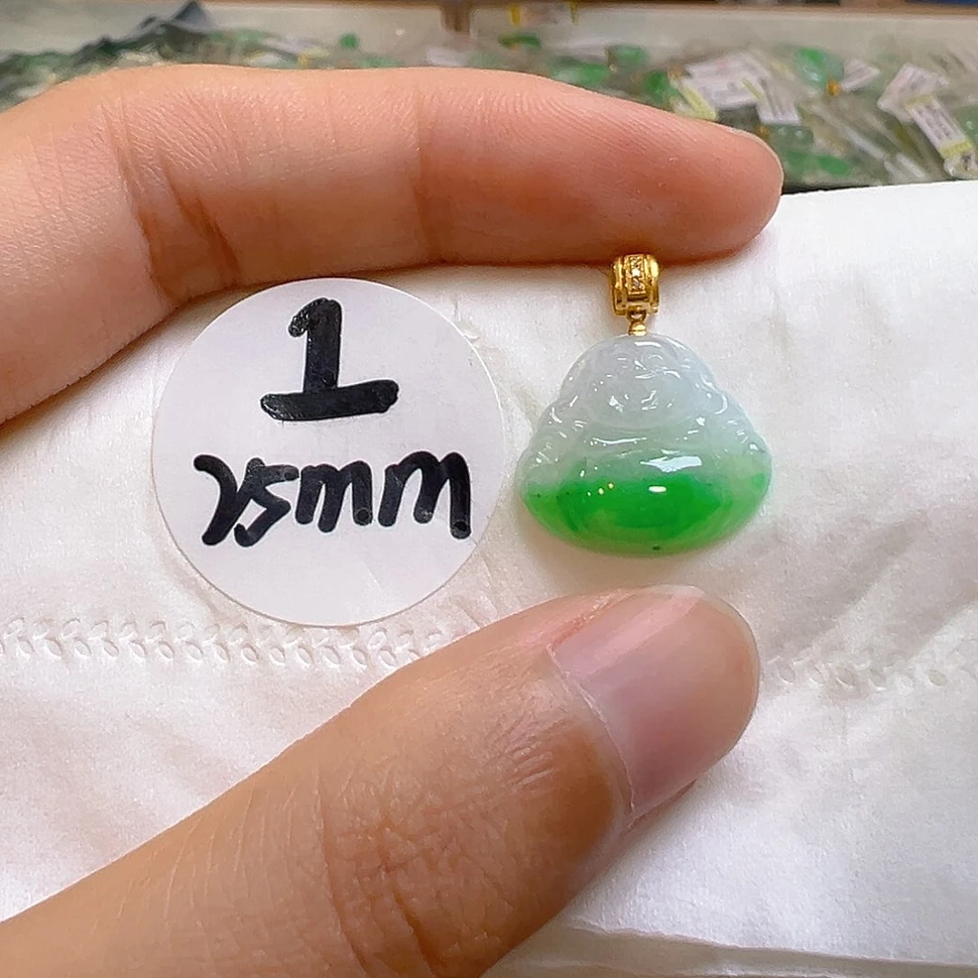 翡翠18K金镶嵌吊坠(不含链)翡翠
