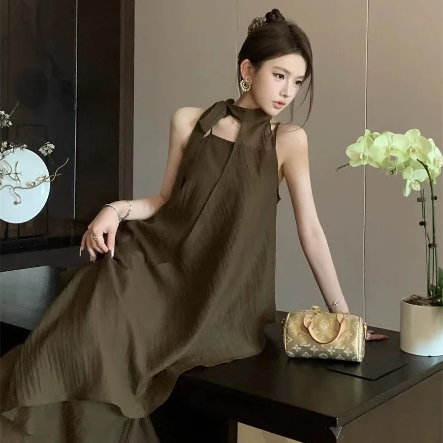 不规则法式公主风纯欲风时尚复古连衣裙宽松韩版吊带裙背心裙323