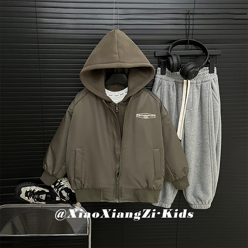 【小首尔】冬装儿童韩版时尚宽松潮流连帽假两件保暖外套HBB3281