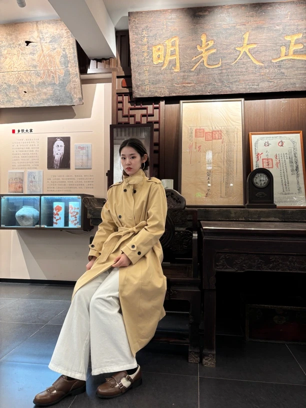 风衣外套女中长款2025春季韩系新款英伦风高级感宽松米色大衣