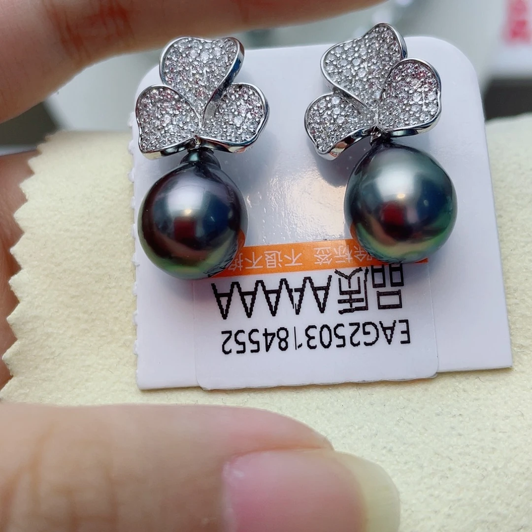 银S925镶嵌海水珍珠耳饰w70