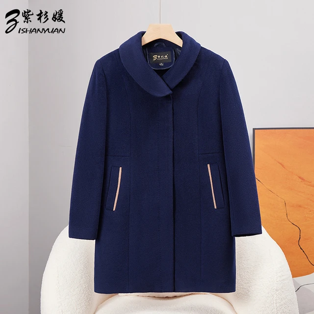 中老年女装秋冬装新款春秋大衣妈妈装高贵气质羊毛毛呢外套中长款