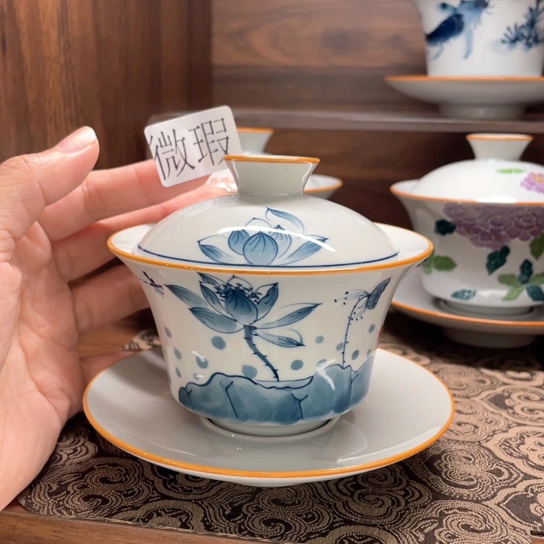 纯手绘釉下彩微瑕