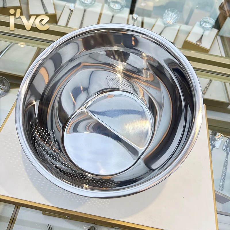 304不锈钢盆加厚洗米筛淘米盆沥水篮洗菜篮漏盆滤水盆厨房洗菜盆