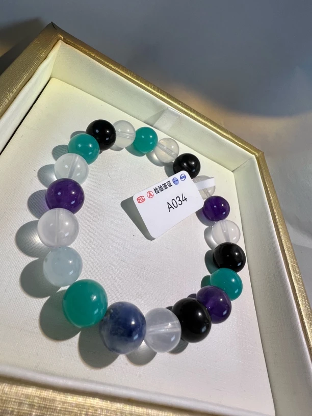 A03468刘亦菲同款手串多宝手串女天然紫水晶手链五行手串