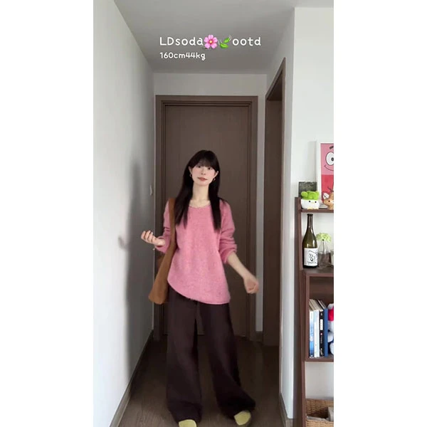 巨好看的早秋穿搭针织衫女秋季单穿软糯毛衣高级感上衣裤子套装