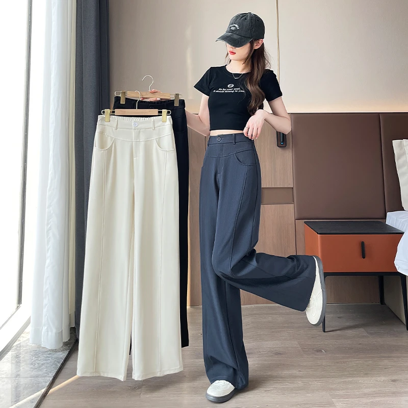 2025直筒裤高腰小个子春季高垂坠显瘦阔腿裤休闲裤夏季拖地裤西装