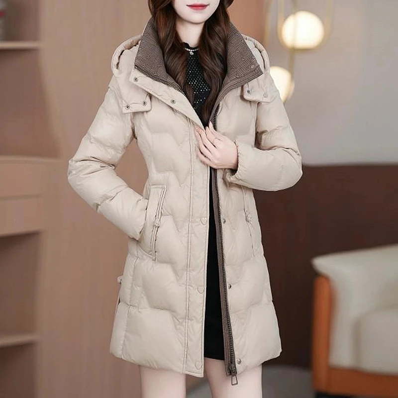 2024冬季新款气质时尚保暖羽绒服百搭加厚中长款外套女